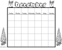 December Calendar Worksheet