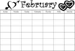 February Calendar Worksheet