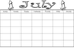 July Calendar Worksheet