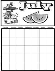 July Calendar Worksheet
