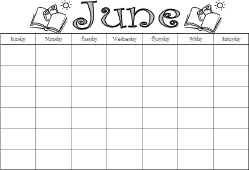 June Calendar Worksheet