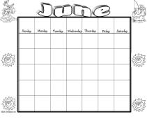 June Calendar Worksheet