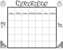 November Calendar Worksheet