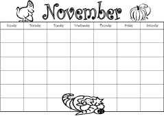 November Calendar Worksheet