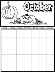 October Calendar Worksheet