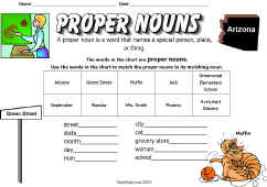 Noun Worksheet-Proper Nouns