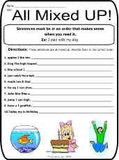 Sentence Worksheet-All Mixed Up