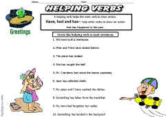 Verb Worksheet-Helping Verbs