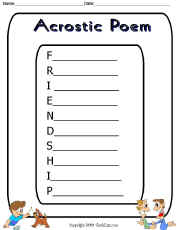 Grammar Worksheets/Poetry-Acrostic Poem