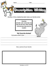 Descriptive Writing Worksheet-Favorite Animal