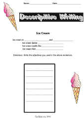 Descriptive Writing Worksheet-Ice Cream