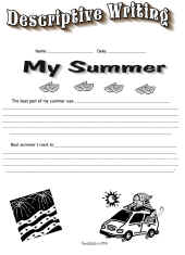 Descriptive Writing Worksheet-My Summer