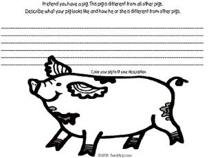 Descriptive Writing Worksheet-Pig