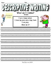 Descriptive Writing Worksheet-Riddles