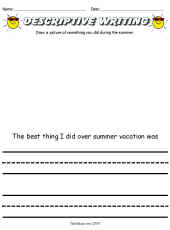 Descriptive Writing Worksheet-Summer