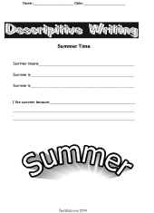 Descriptive Writing Worksheet-Summer