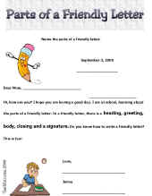 Friendly Letter Worksheets