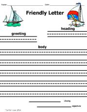 Friendly Letter Worksheets