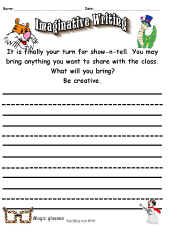 Imaginative Writing Worksheet-Show and Tell