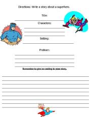Imaginative Writing Worksheet-Superhero 2