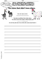 Imaginative Writing Worksheet-Zebra