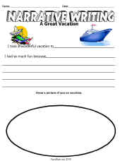Narrative Writing Worksheet-Vacation Worksheet