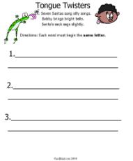 Grammar Worksheets/Writing Outside the Box-Tongue Twister