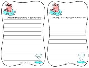 Writing Paper-Puddle Worksheet