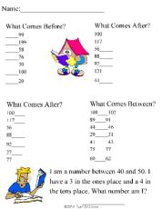 Math Worksheet-Before,After,Between