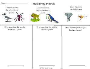 Math Worksheet-Measurements/Pounds
