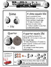Math Worksheet-Money/Quarters & Dimes