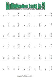 Math Worksheet-Multiplication-Facts to 49