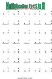 Math Worksheet-Multiplication-Facts to 81