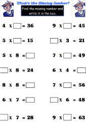Math Worksheet-Multiplication-Missing Number 2