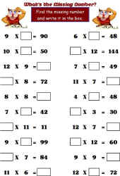 Math Worksheet-Multiplication-Missing Number (worksheet 6)
