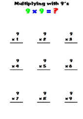 Math Worksheet-Multiplication-Multiplying 9