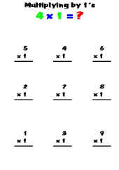 Math Worksheet-Multiplication-Multiplying by 1