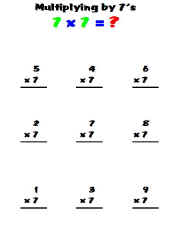 Math Worksheet-Multiplication-Multiplying by 7