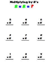 Math Worksheet-Multiplication-Multiplying by 8