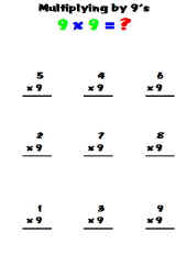 Math Worksheet-Multiplication-Multiplying by 9