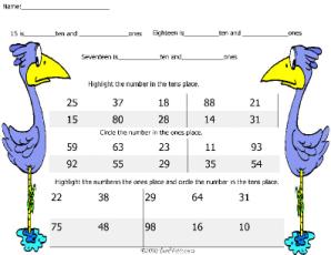 Math Worksheet-Place Value-Tens & Ones