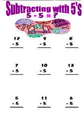 Math Worksheet-Subtracting 5