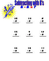Math Worksheet-Subtracting 8