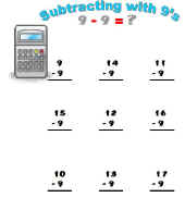 Math Worksheet-Subtracting 9