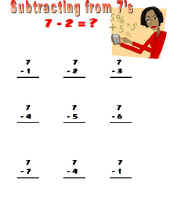 Math Worksheet-Subtraction 7's