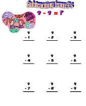 Math Worksheet-Subtraction 9's