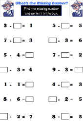 Math Worksheet-Subtraction Missing Number