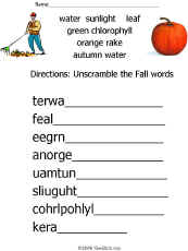 Themes/Fall-Word Scramble Worksheet
