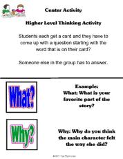 Reading Comprehension/Advanced Readers Worksheet