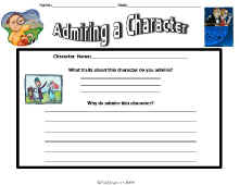 Reading Comprehension-Admiring a Character Worksheet